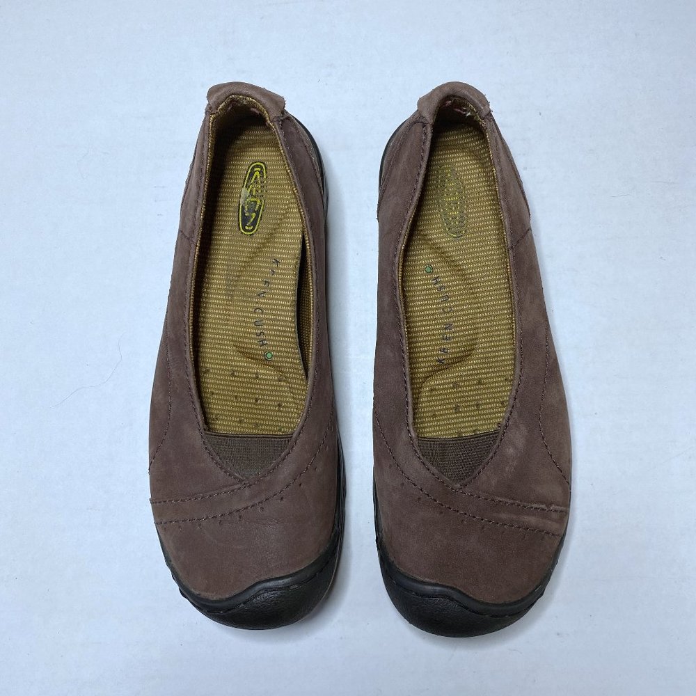 Keen Womens Size 6 Brown Cush Suede Flats Leather Slip On Comfort Loafer Walking